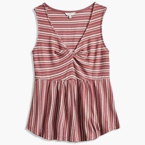 Lucky Brand Front Knot Tank  | NWOT | Pink & White Stripes